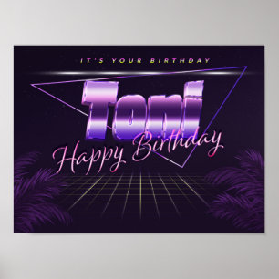 Toni Namn Vorname lila retro Poster Geburtstag