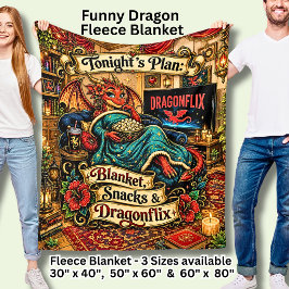 Tonight Blanket Snacks Dragonflix Roligt Röd Drako Fleecefilt