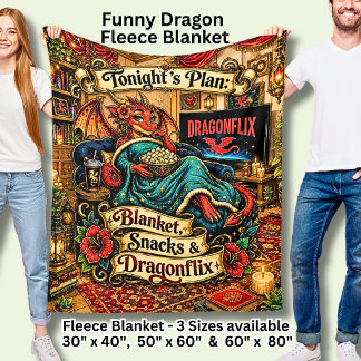 Tonight Blanket Snacks Dragonflix Roligt Röd Drako Fleecefilt