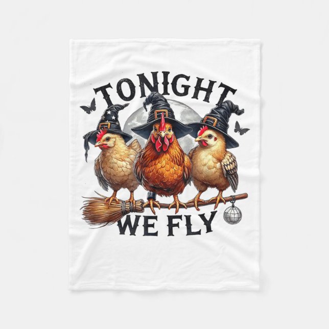 Tonight We Fly - Chicken Witches Hat And Broom  Fleecefilt (Framsidan)