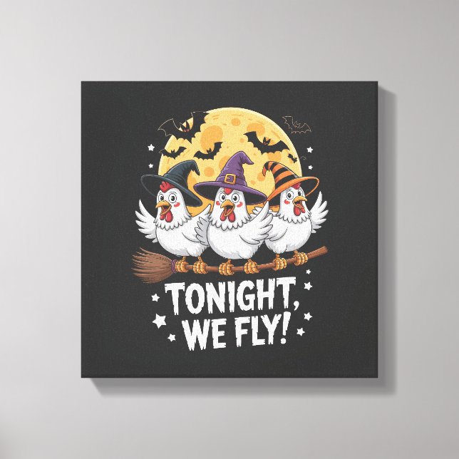 Tonight We Fly Halloween Chicken Canvastryck (Framsida)