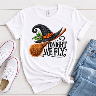 Tonight We Fly Häxa Kvinnors T-Shirt Halloween
