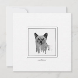 Tonkinese Black and White Illustration Note Card Anteckningskort