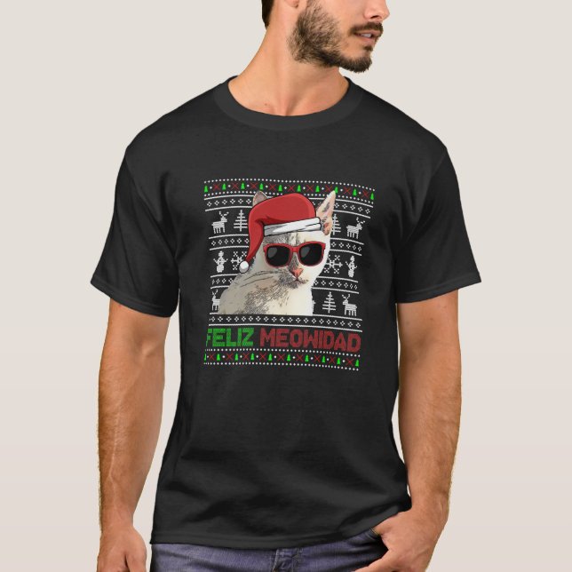 Tonkinese Cat Feliz Meowidad Funny jul T Shirt (Framsida)