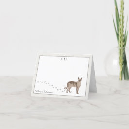 Tonkinese Cat Grått Gräns Monogram Namn-anteckning Tack Kort