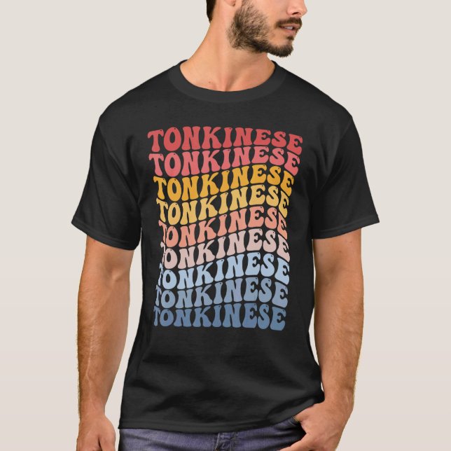 Tonkinese Groovy Retro Katt T Shirt (Framsida)