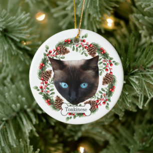 tonkinsk katt julgransprydnad keramik