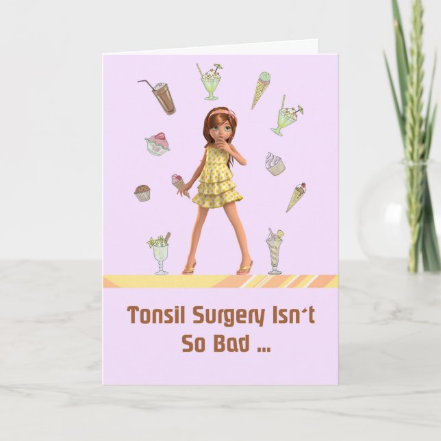 Tonsil Surgery Card for Young Girl Kort (Framsida)