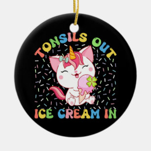 Tonsiller ut, isgräs in Unicorn Cat Julgransprydnad Keramik