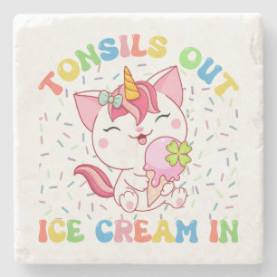 Tonsiller ut, isgräs in Unicorn Cat Stenunderlägg