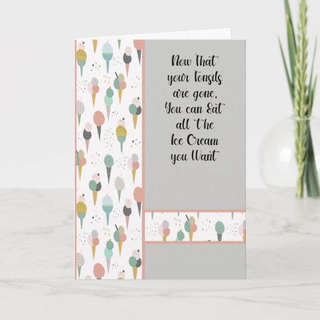 Tonsils får bra för barn med Ice Cream Cones Tack Kort (Framsida)