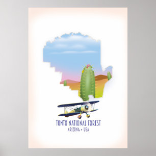 Tonto national forest Arizona USA karta Poster
