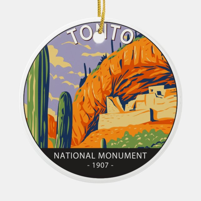 Tonto National Monument Arizona Vintage   Julgransprydnad Keramik (Framsidan)