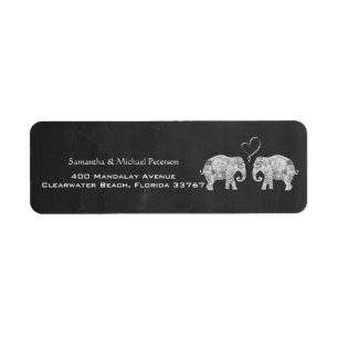 Tonton Kärlek Bröllop Elephant Couple Chalkboard Returadress Etikett