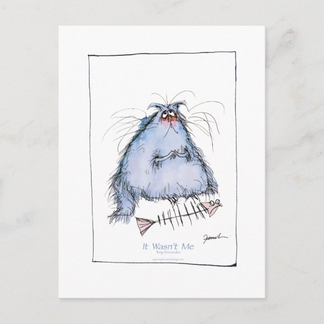 Tony fernandes "det var inte jag"-tecknad vykort (Framsida)