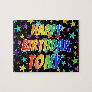 "TONY" Första Namn, Roligt "GRATTIS PÅ FÖDELSED Pussel