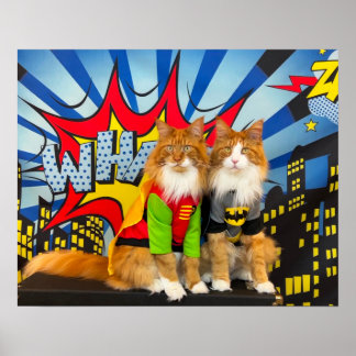 Tony och Teddy, Dynamic Maine Coon Duo Poster