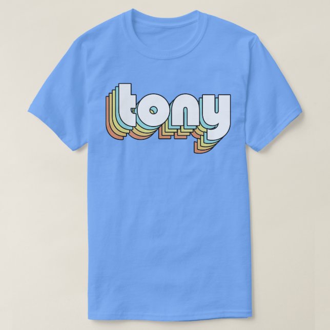 Tony Retro Rainbow Typography Faded Stil T Shirt (Design framsida)