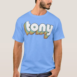 Tony Retro Rainbow Typography Faded Stil T Shirt