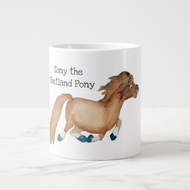 Tony shetland ponny mugg akvarell jumbo mugg (Framsidan)
