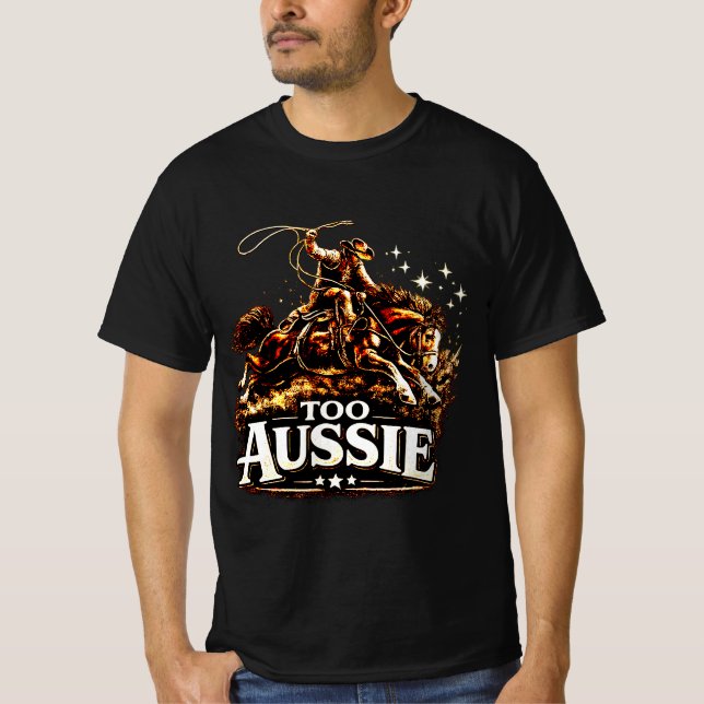 Too Aussie Australian Cowboy Outback  T Shirt (Framsida)