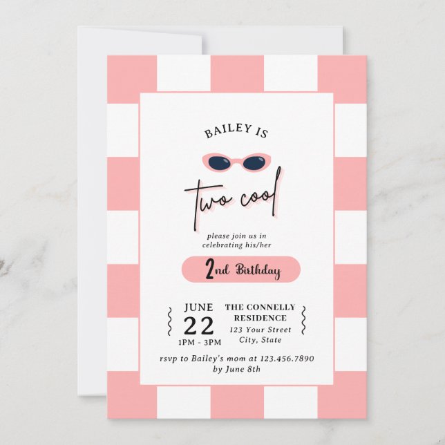 Too Cool 2nd Birthday Invitation Inbjudningar (Framsida)