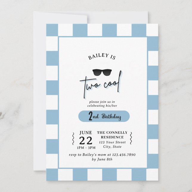 Too Cool 2nd Birthday Invitation Inbjudningar (Framsida)