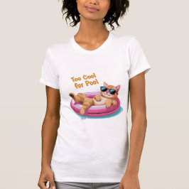 Too Cool for Pool – Funny Cat Floating on Pool T Shirt