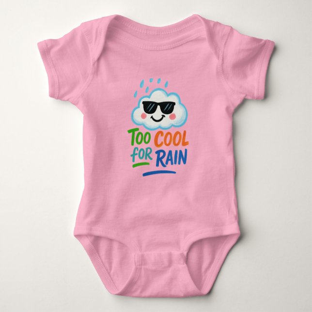 Too Cool for Rain | Cute Cloud Baby Bodysuit T Shirt (Framsida)