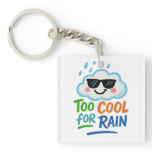 Too Cool for Rain | Cute Cloud Square Keychain