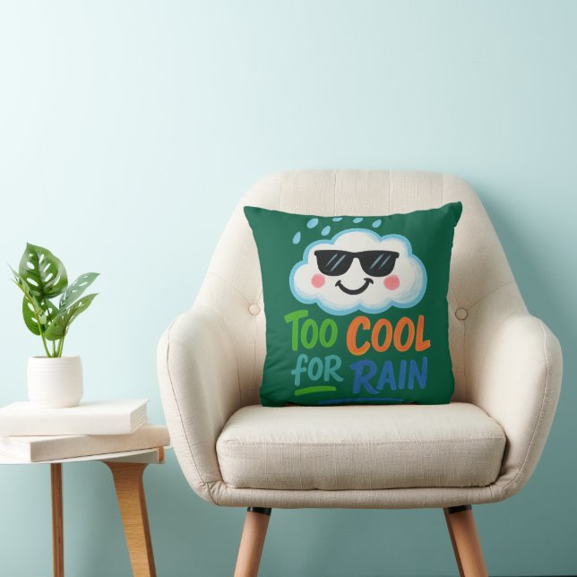 Too Cool for Rain | Cute Cloud Throw Pillow Kudde (Stol)