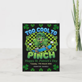 Too Cool to Pinch Skateboard Shamrock St. Patricks Helgkort