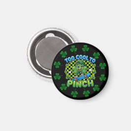 Too Cool to Pinch Skateboard Shamrock St. Patricks Magnet