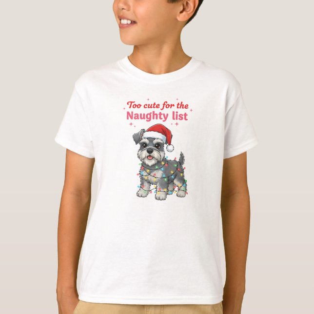 Too Cute for the Naughty List Schnauzer Shirt T (Framsida)