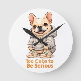 Too Cute to Be Serious – Funny French Bulldog  Rund Klocka