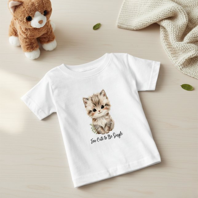 Too Cute To Be Single" Adorable Kitten T-Shirt (Skapare uppladdad)