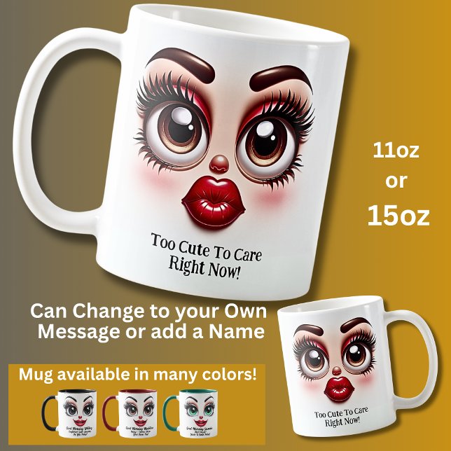 Too Cute To Care, Fabulous Eyes Funny Face Kaffemugg (Skapare uppladdad)