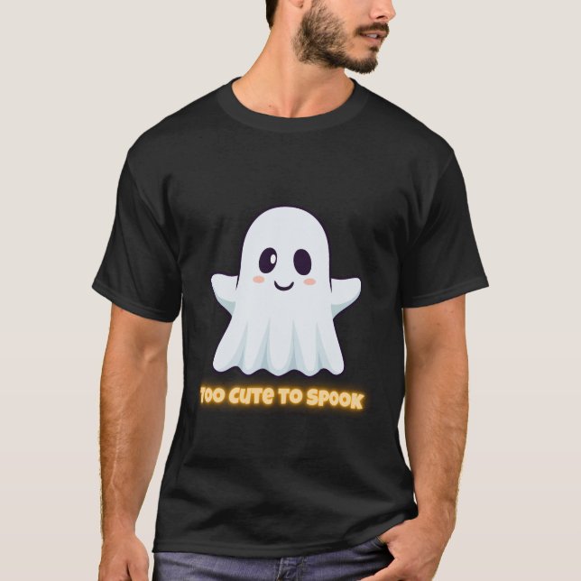 Too Cute To Spook – Adorable Kawaii Ghost Hallowee T Shirt (Framsida)