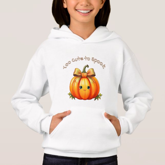 Too Cute to Spook – Adorable Pumpkin Hoodie  T Shirt (Framsida)
