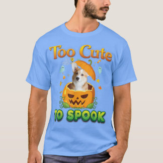 Too Cute To Spook Corgi Dog Halloween Pumpkin Witc T Shirt