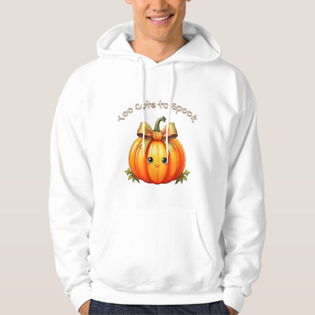 Too Cute to Spook – Fun Pumpkin Hoodie (Framsida)
