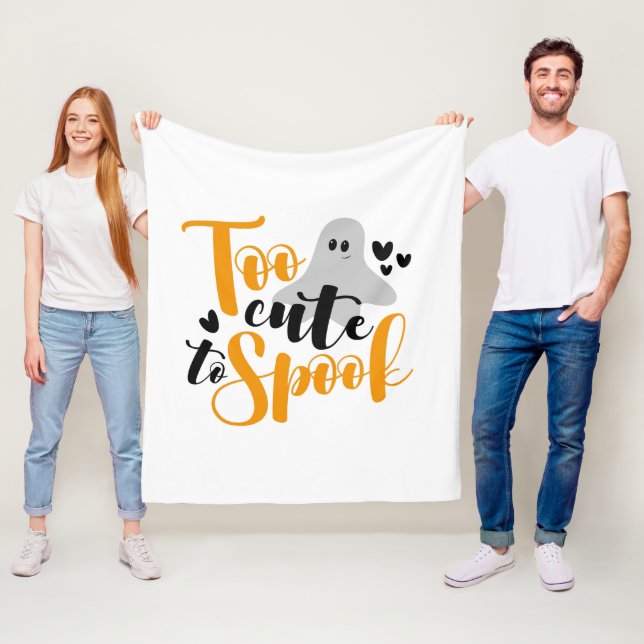 Too Cute To Spook Ghost Halloween Funny Hoodie Fleecefilt (På plats)