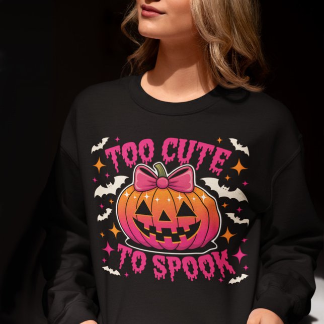 Too Cute to Spook Pink Coquette Halloween Pumpkin T Shirt (Skapare uppladdad)
