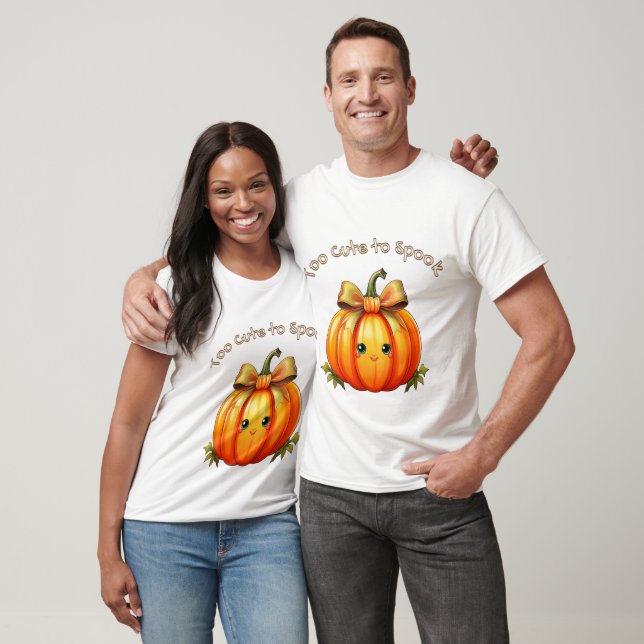 Too Cute to Spook –  Pumpkin Halloween Design T Shirt (Unisex)