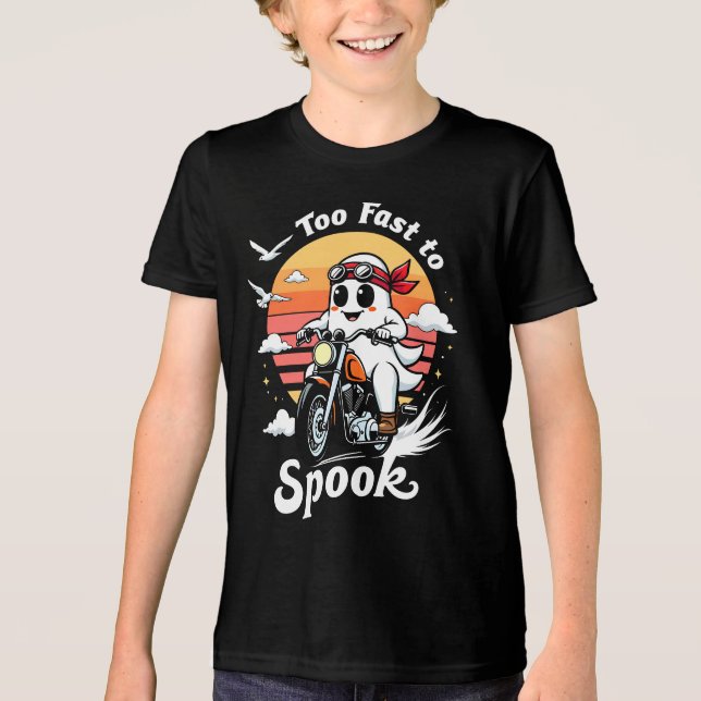 Too fast to spook - Geist auf Motorrad T Shirt (Framsida)