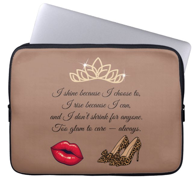 Too Glam To Care – Chic Quote  Laptop Fodral (Framsidan)