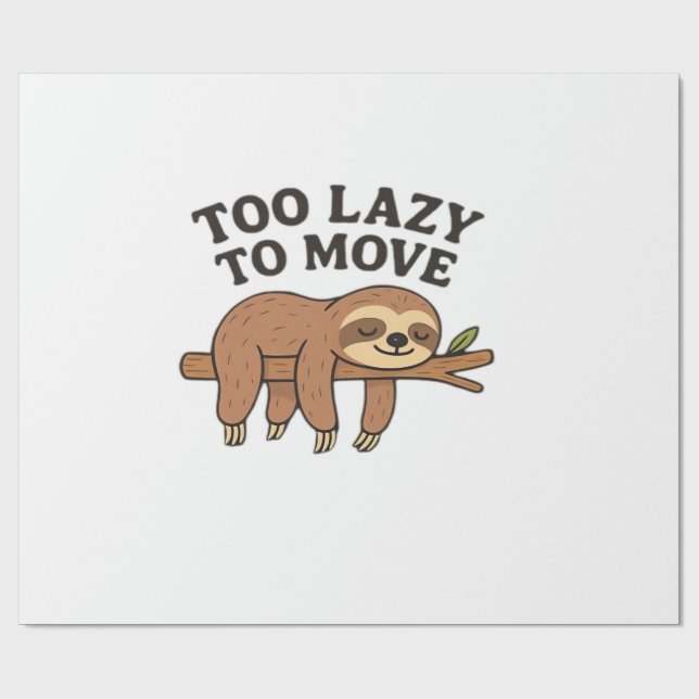 Too Lazy To Move – Cute Retro Cartoon Sloth Design Presentpapper (Platt)