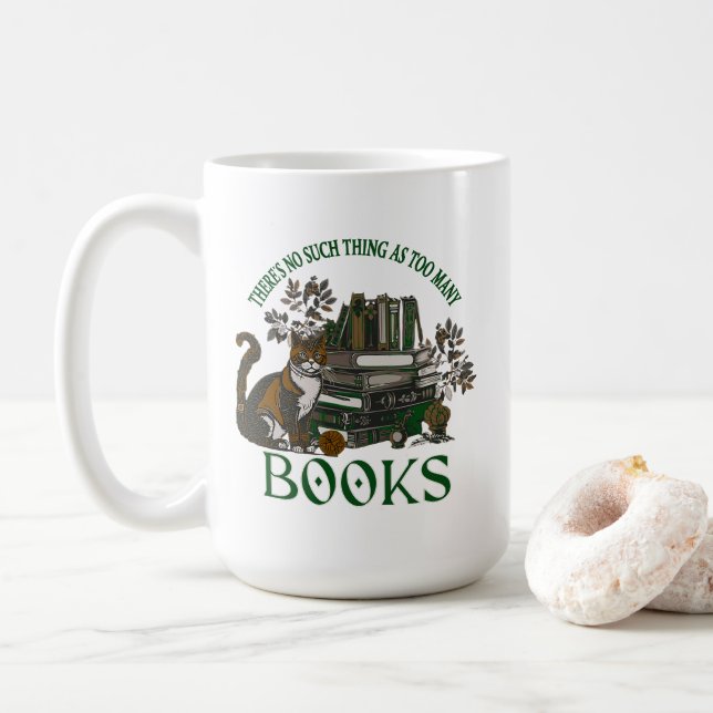 Too Many Books Green Floral Academia Mug Kaffemugg (Med munk)