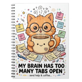 Too Many Tabs - Funny Cat Notebook Anteckningsbok