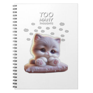 Too Many Thoughts Cat Notebook – Cute Overthinking Anteckningsbok